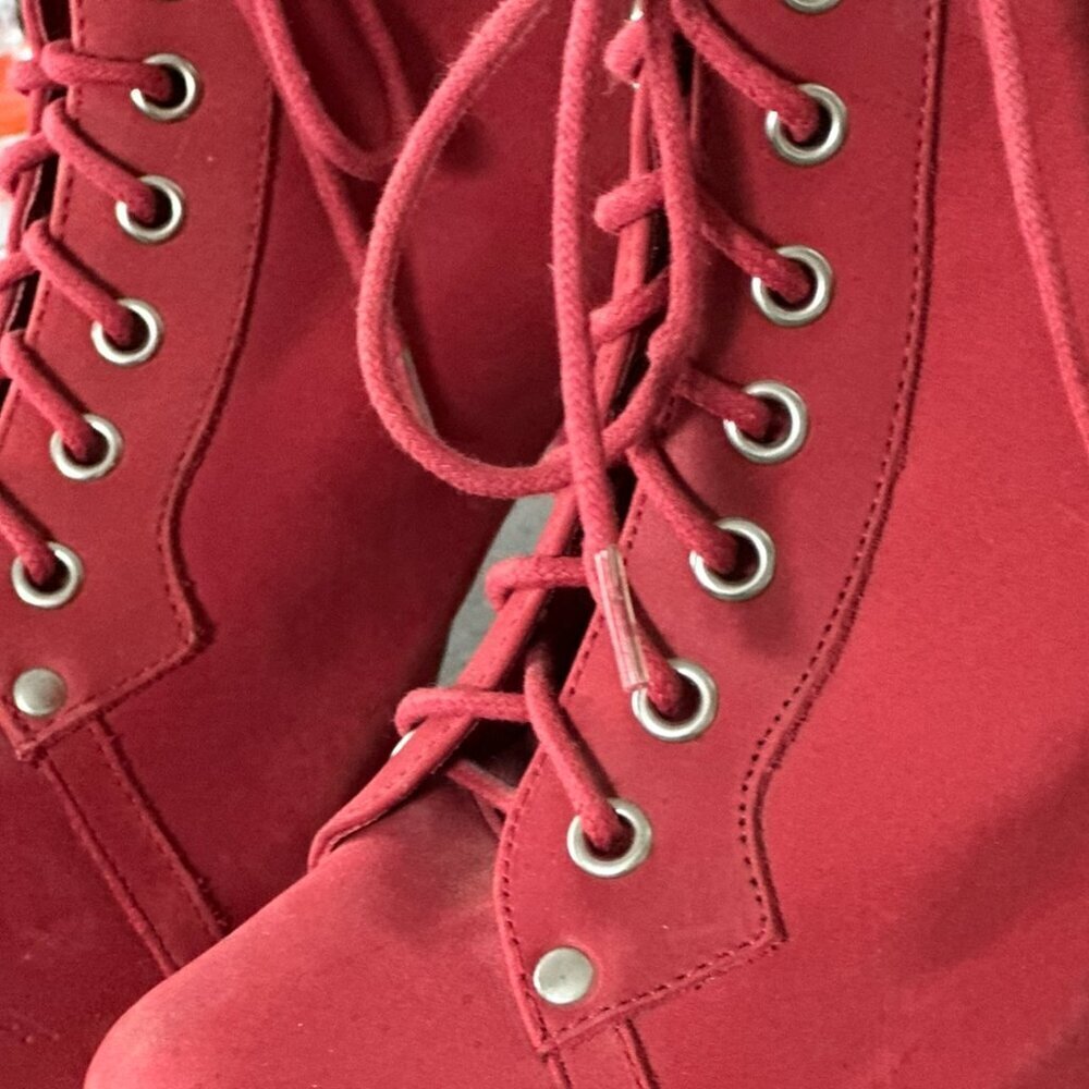 JEFFREY CAMPBELL LITA HAVANA PINK/RED SILVER SPIKE BOOTS SIZE 7 - Picture 8 of 14